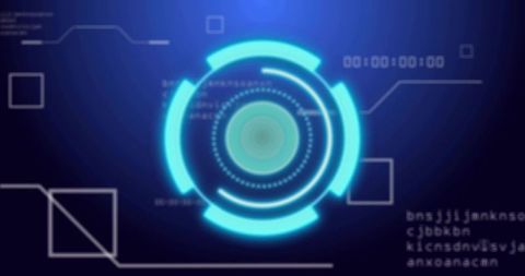 Glowing Futuristic HUD Interface with Abstract Codes