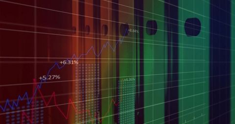 Modern Multi-Colored Financial Graphs on Digital Dashboard