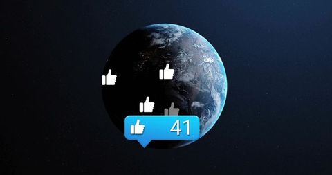 Earth with Social Media Likes in Digital Space Infographic