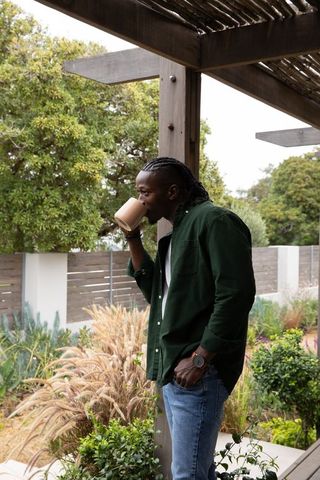 Relaxed Morning Coffee Outdoors, Casual Patio Lifestyle