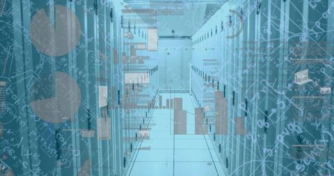 Data Centers Merging with Financial Analytics Overlay - Download Free Stock Images Pikwizard.com