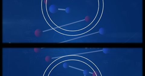 Digital DNA Strand with Molecular Structures on Blue Background