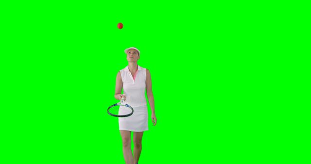 Woman Playing Tennis in Sport Outfit on Green Screen Background - Download Free Stock Images Pikwizard.com
