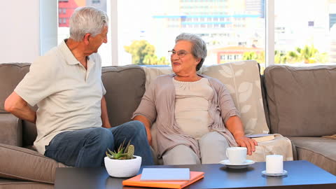 Senior Couple Enjoying Afternoon Conversation at Home