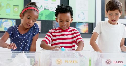 Children Sorting Plastic for Recycling at School, Promoting Eco-Friendly Education - Download Free Stock Images Pikwizard.com