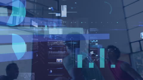 Futuristic Data Visualization Overlay on Basketball Game