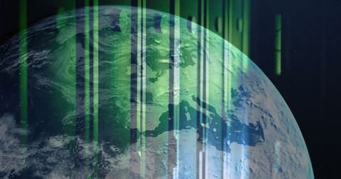 Earth with Green Digital Codes Signifying Global Data Streams - Download Free Stock Images Pikwizard.com