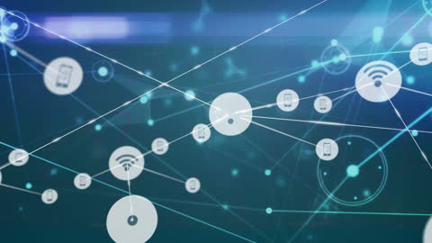 Digital Network With Data Flowing and Connectivity Icons