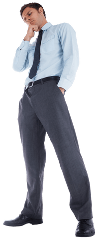 Thoughtful Businessman in Formal Attire with Confident Pose Transparent