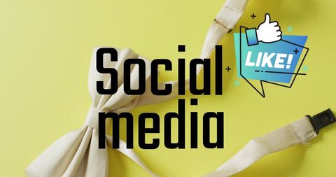 Social media concept with bow tie and like icon