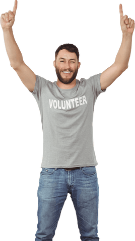 happy volunteer man raising arms in transparent background - Download Free Stock Videos Pikwizard.com