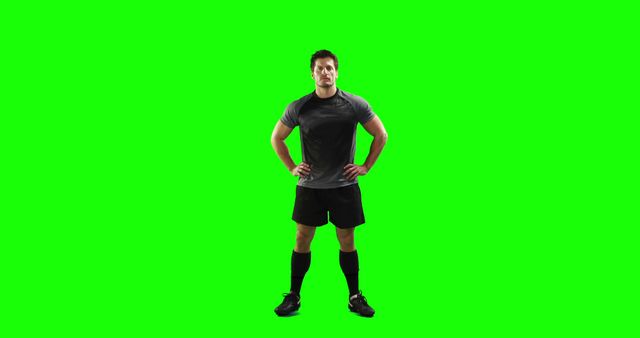 Man Wearing Sportswear Standing Confidently on Green Screen Background - Download Free Stock Images Pikwizard.com