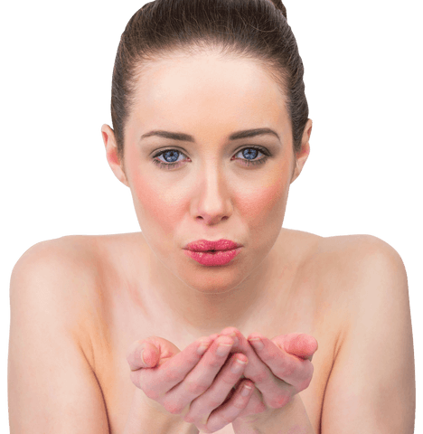 Transparent Woman Blowing Kiss Expression Beauty