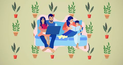 Happy Family Relaxing and Bonding at Home on Couch