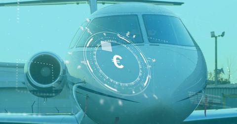 Private Jet with High-Tech Euro Hub Display on Tarmac