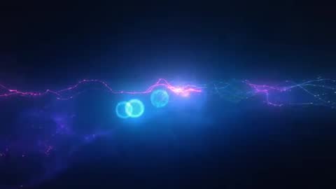 Pulsing Neon Waves with Energetic Blue Orbs in Futuristic Cosmos