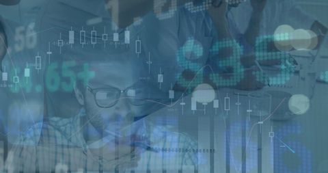 Double Exposure of Business Analyst with Financial Graphs