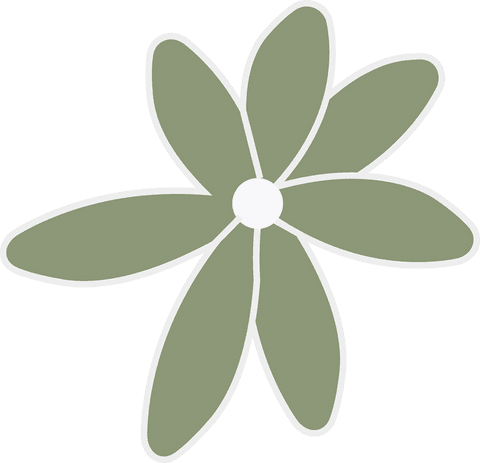 Abstract olive-green flower graphic on transparent background