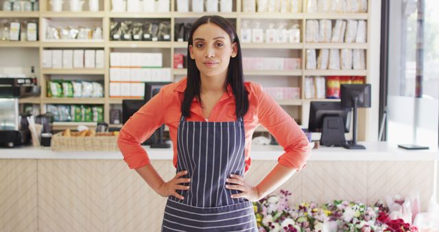 Confident Female Small Business Owner in Store with Apron - Download Free Stock Images Pikwizard.com