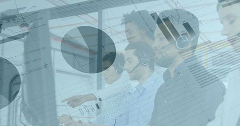 Diverse Call Center Team Collaborating with Digital Analytics