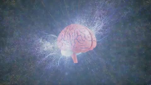 Rotating 3D Brain with Electric Arcs Indicating Futuristic Technology