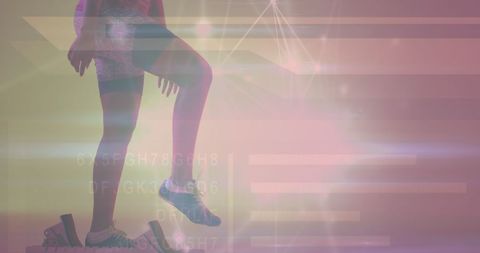 African American Female Runner with Digital Network Overlay - Download Free Stock Images Pikwizard.com