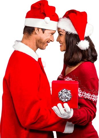 festive couple exchanging gifts in transparent joyful moment - Download Free Stock Videos Pikwizard.com