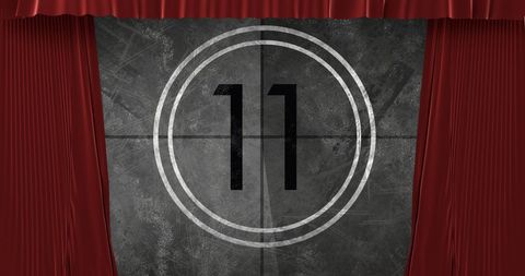 Classic Theater Countdown with Red Curtains and Number Eleven