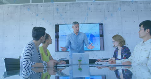 Business Presentation with Numeric Data Analytics Overlay