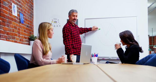 Business Meeting in Modern Office with Whiteboard Presentation - Download Free Stock Images Pikwizard.com