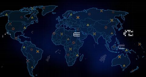 Global Data Processing Interface on Digital World Map - Download Free Stock Images Pikwizard.com