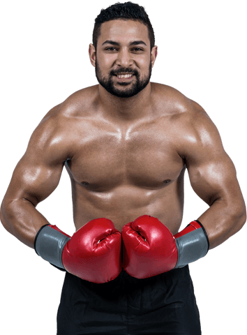Muscular Boxer Wearing Red Gloves with Transparent Background - Download Free Stock Videos Pikwizard.com