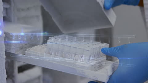 Scientist Handling Frozen Samples with Digital DNA Interface