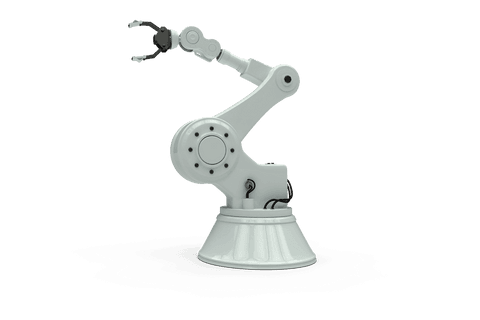 White robotic arm on transparent background art