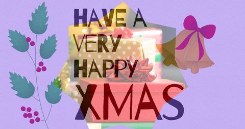 Joyful Christmas Greeting Card with Gift Boxes and Festival Decor