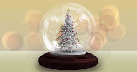 Elegant Christmas Tree Snow Globe with Falling Snowflakes