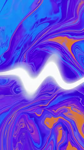 White Waveform Line Oscillating Over Vibrant Dynamic Marbled Fluid Background Vertical Loop