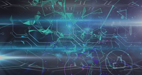 Abstract Futuristic Digital Network with Geometric Shapes - Download Free Stock Images Pikwizard.com