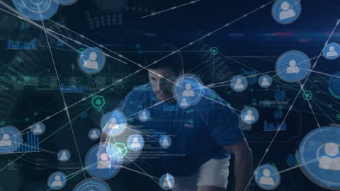 Network of Connections and Data with Rugby Player