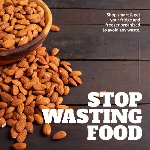 stop wasting food awareness with almonds on wooden table - Download Free Stock Templates Pikwizard.com