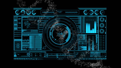 Futuristic Data Interface with DNA Diagram