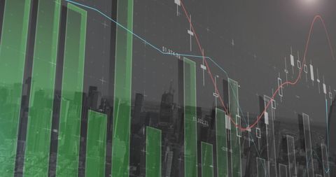 financial graphs overlapping cityscape background - Download Free Stock Images Pikwizard.com