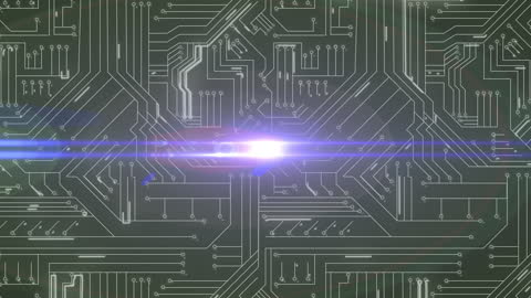 Vibrant Technology Circuit Board with Light Streaks Animation