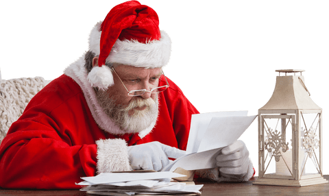 santa claus in red suit reading letters on transparent background - Download Free Stock Videos Pikwizard.com