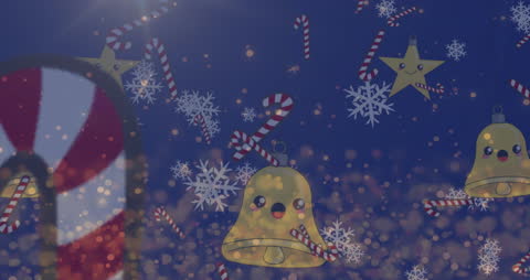 Festive Christmas Animation with Bells and Candy Canes
