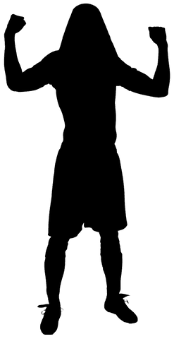 Dynamic football player silhouette with transparent background