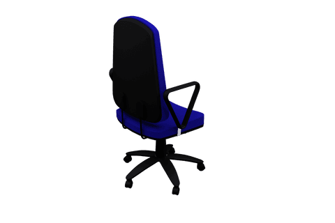 Sleek blue and black office chair on transparent background