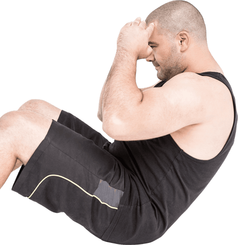 Athlete performing crunches workout transparent fitness