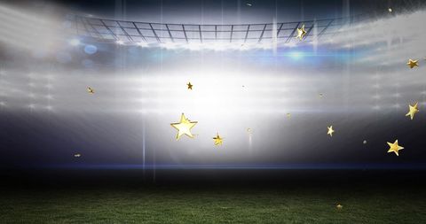 Stars Shining Over Football Stadium at Night