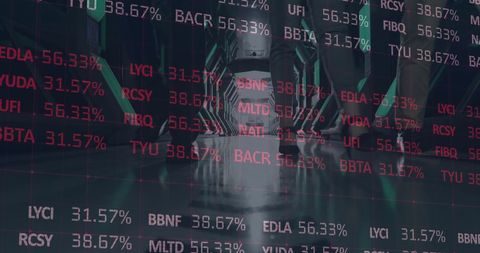 Financial Data Overlays Office with Business People - Download Free Stock Images Pikwizard.com